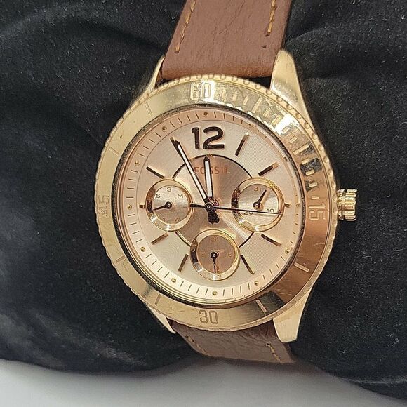 Fossil Stella ES3815 Women's Brown Leather Analog Dial Quartz Wrist Watch BC997 - Picture 2 of 10